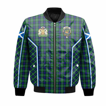 Douglas Tartan Crest Bomber Jacket Scotland Coat of Arm Flag Style