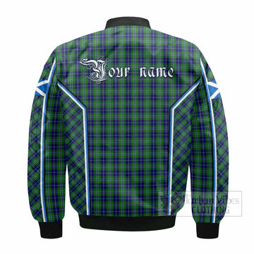 Douglas Tartan Crest Bomber Jacket Scotland Coat of Arm Flag Style