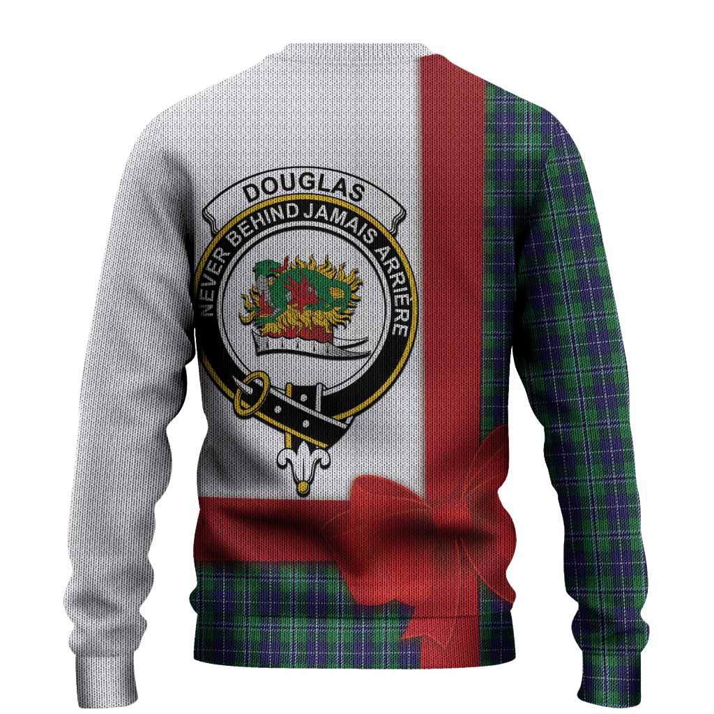 Douglas Tartan Crest Christmas Christmas Ugly Sweater Highland Cow Bagpipes Coquette Bow Style