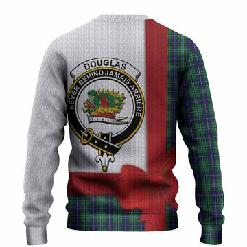 Douglas Tartan Crest Christmas Christmas Ugly Sweater Highland Cow Bagpipes Coquette Bow Style