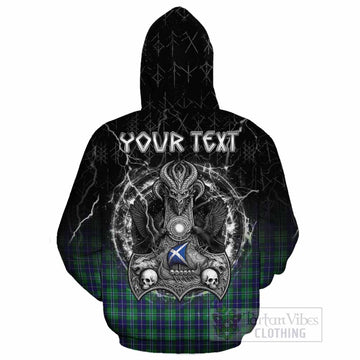 Douglas Tartan Crest Cotton Hoodie Celtic Odin's Raven Legacy