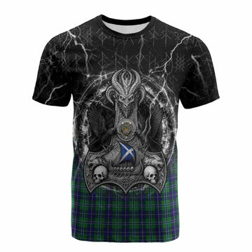 Douglas Tartan Crest Cotton T-shirt Celtic Odin's Raven Legacy