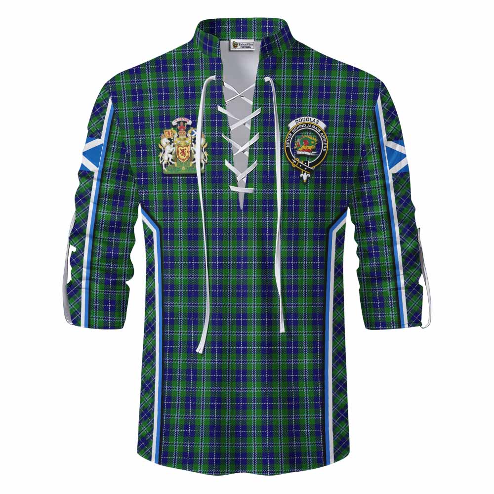 Douglas Tartan Crest Ghillie Kilt Shirt Scotland Coat of Arm Flag Style - Tartan Vibes Clothing