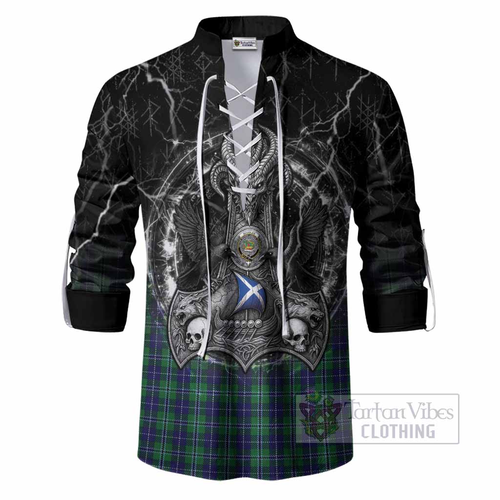 Douglas Tartan Crest Ghillie Shirt Celtic Odin's Raven Legacy