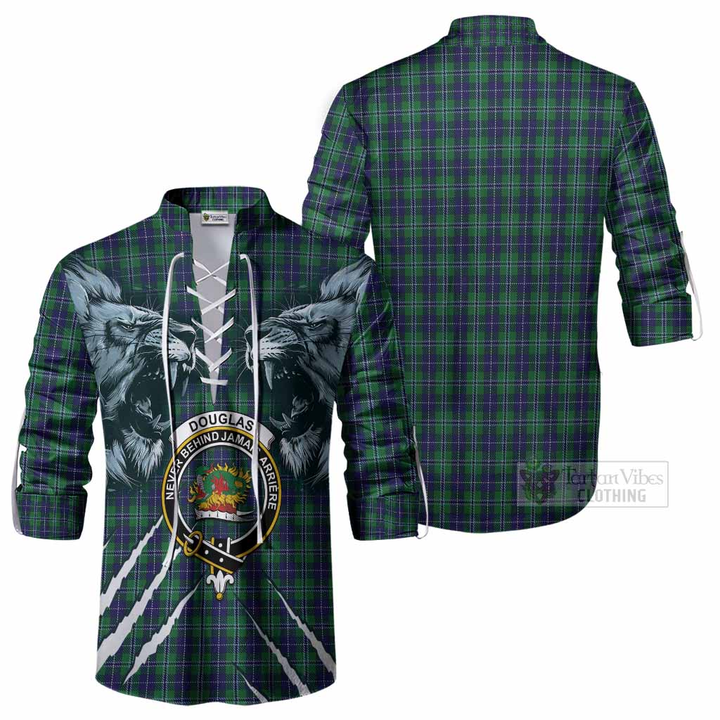 Douglas Tartan Crest Ghillie Shirt Ferocious Lion Style