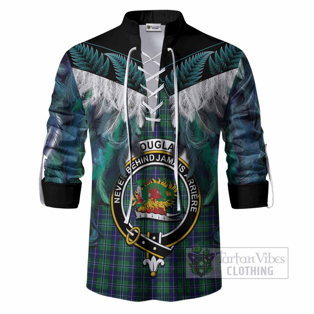 Douglas Tartan Crest Ghillie Shirt New Zealand Maori Korowai Cloak