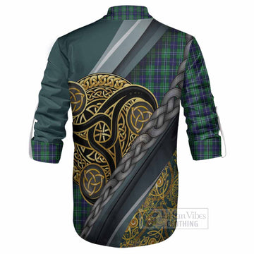 Douglas Tartan Crest Ghillie Shirt Scottish Triskele Celtic
