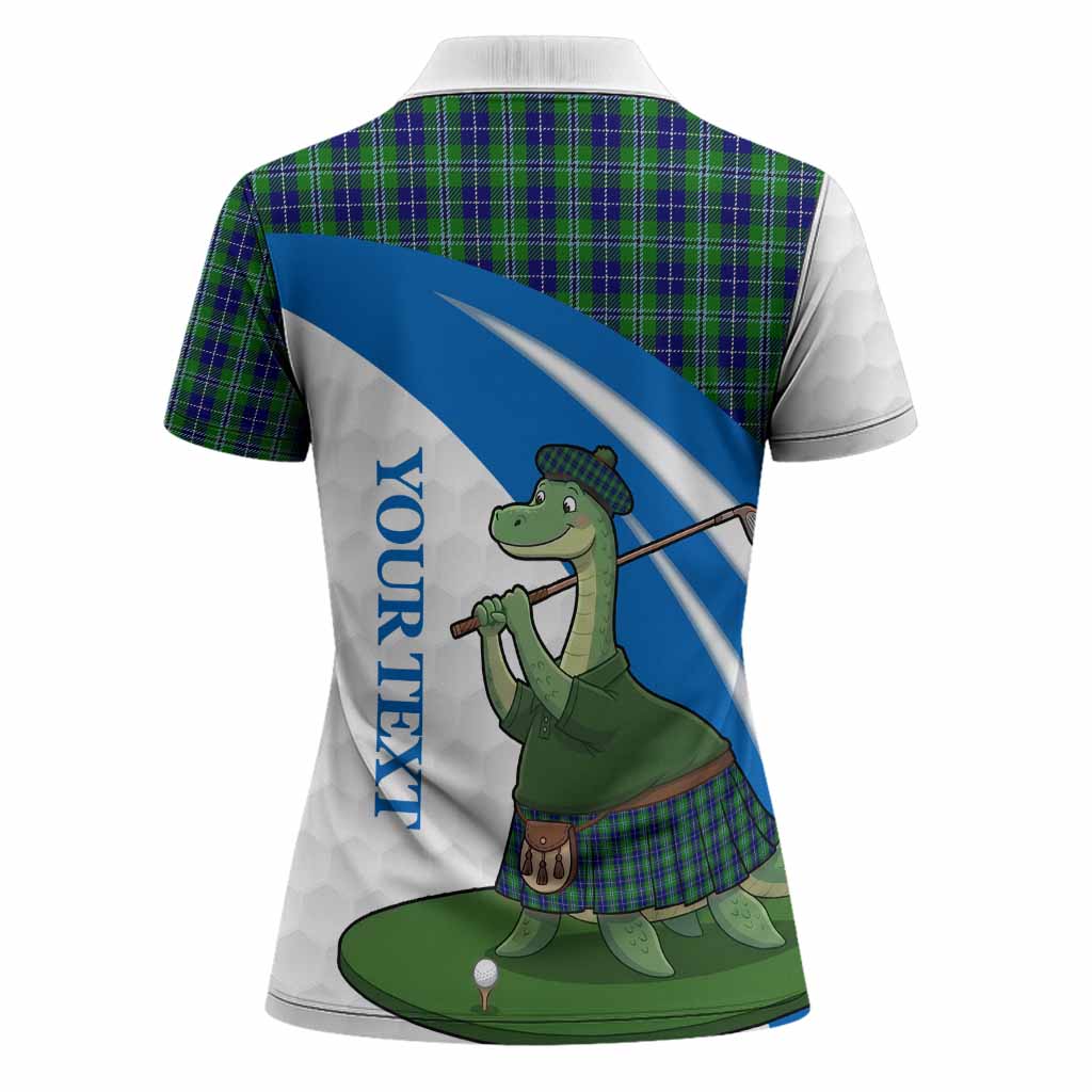 Douglas Tartan Crest Golf Nessie Women Polo Shirt Loch Ness Monster Sporty Style