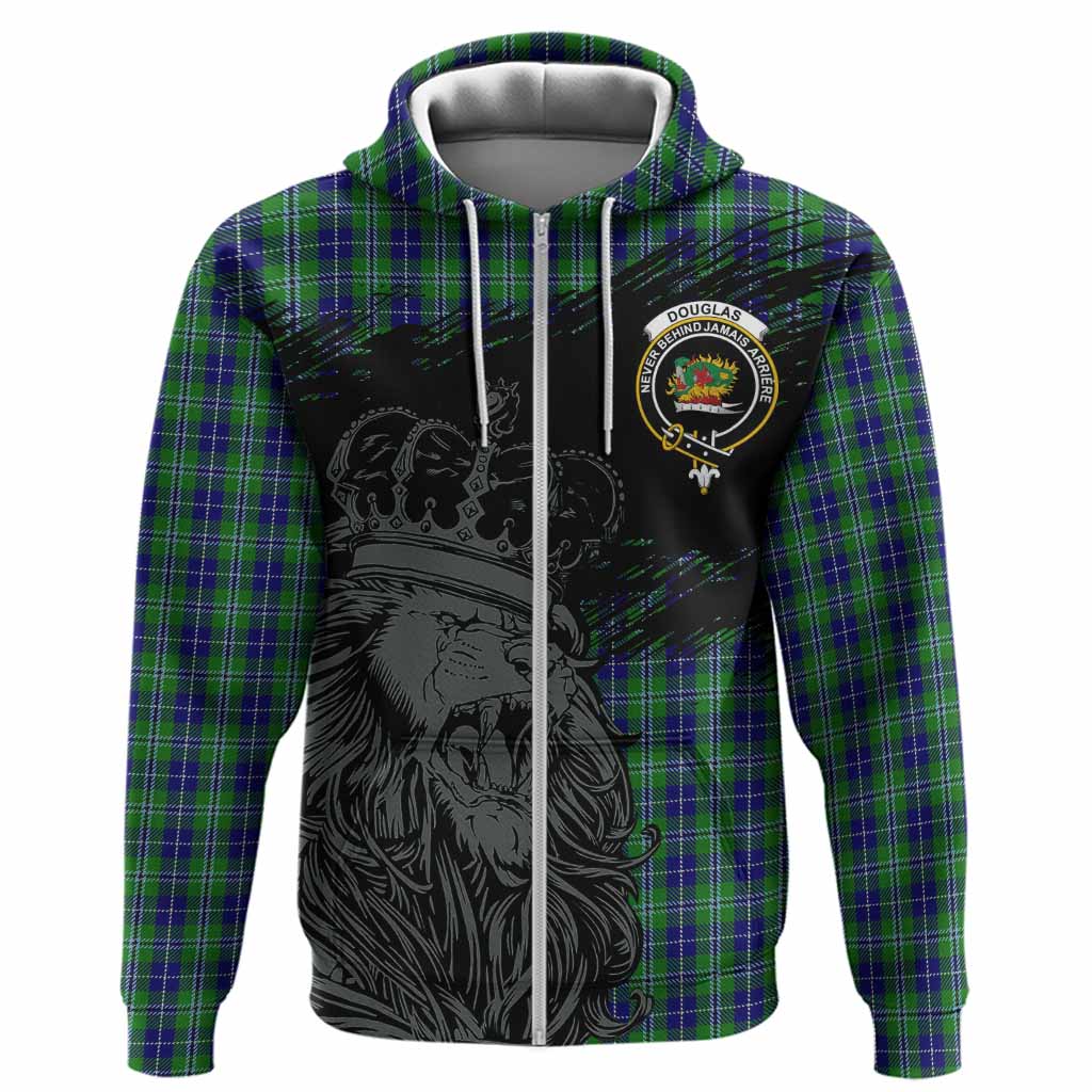 Douglas Tartan Crest Hoodie Crowned Lion Heritage Style