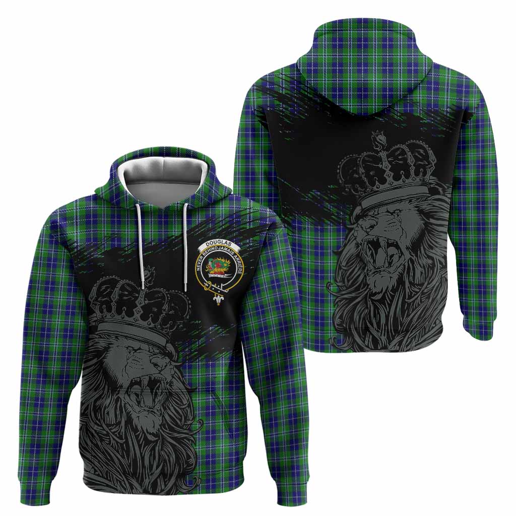 Douglas Tartan Crest Hoodie Crowned Lion Heritage Style