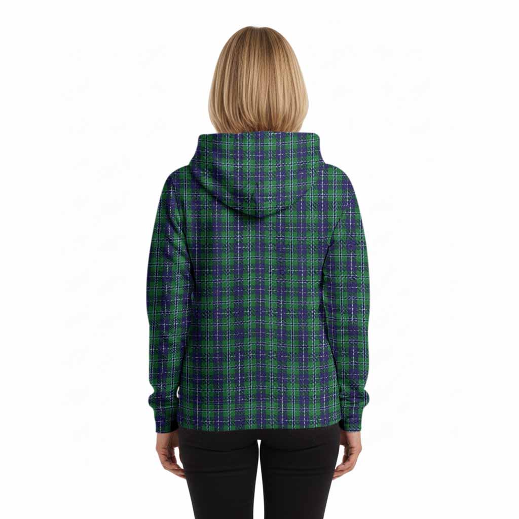 Douglas Tartan Crest Hoodie Ferocious Lion Style
