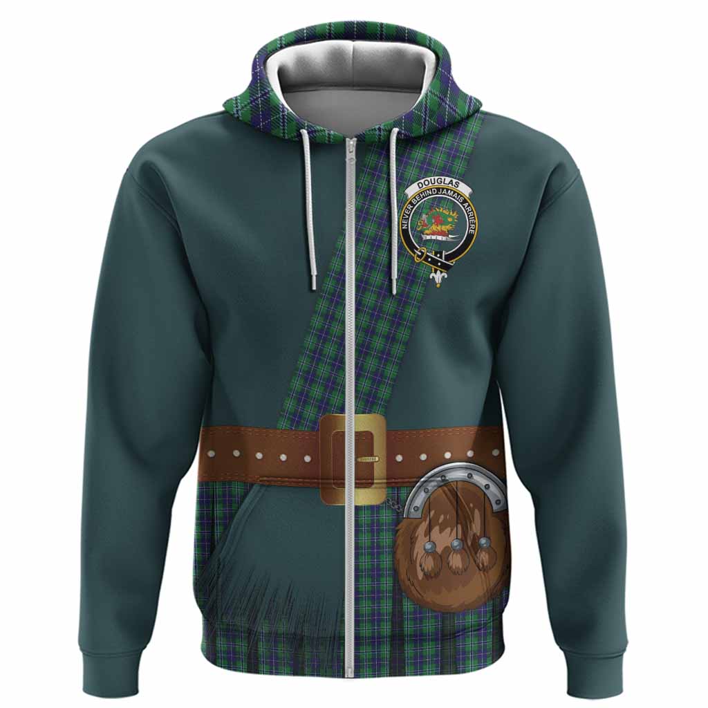 Douglas Tartan Crest Hoodie Kilt Costume Style