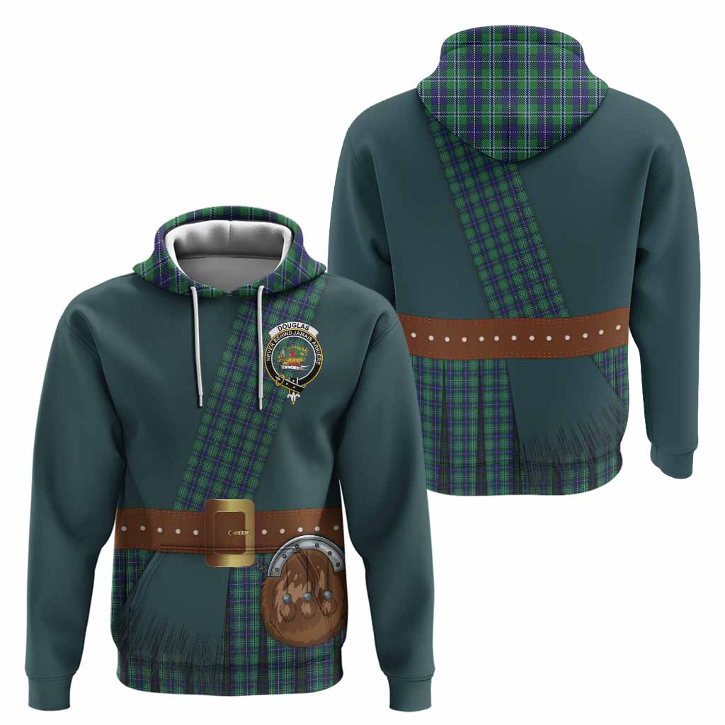 Douglas Tartan Crest Hoodie Kilt Costume Style