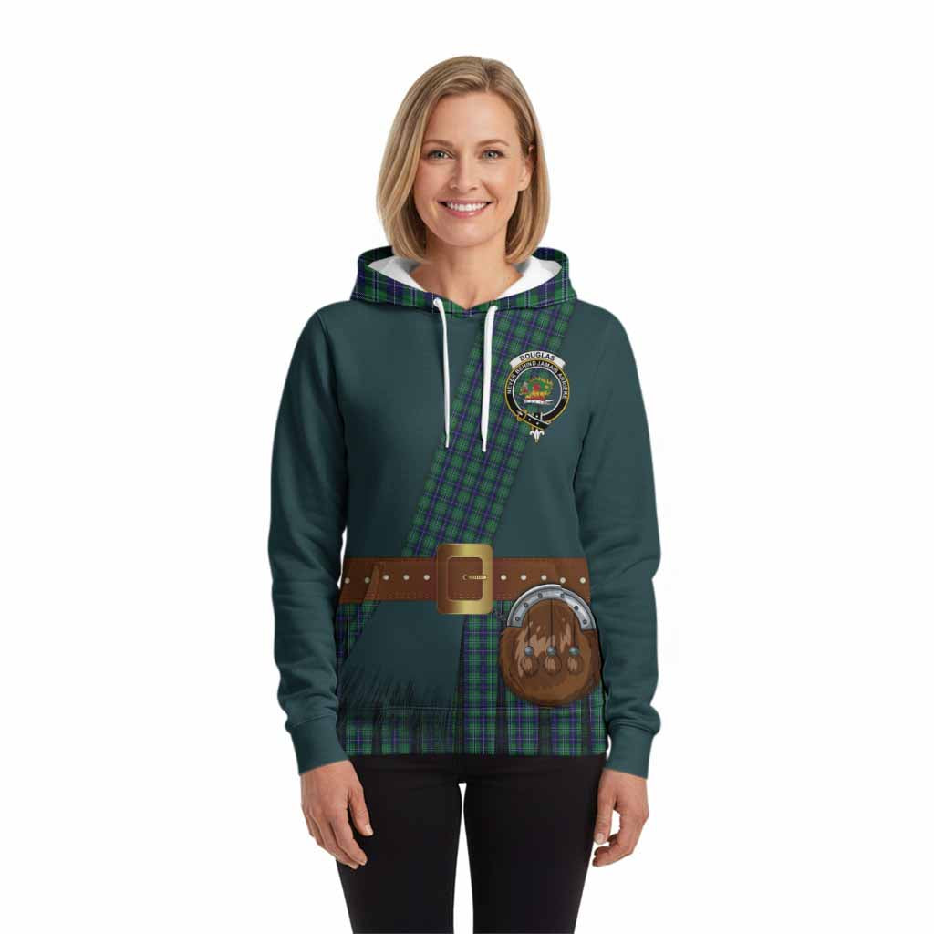 Douglas Tartan Crest Hoodie Kilt Costume Style