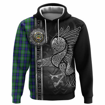 Douglas Tartan Crest Hoodie Norse Mythology Viking Odin Crow Tattoo
