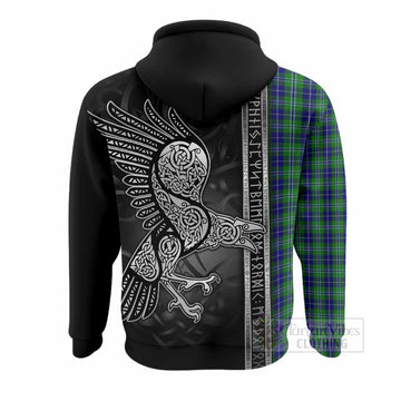 Douglas Tartan Crest Hoodie Norse Mythology Viking Odin Crow Tattoo