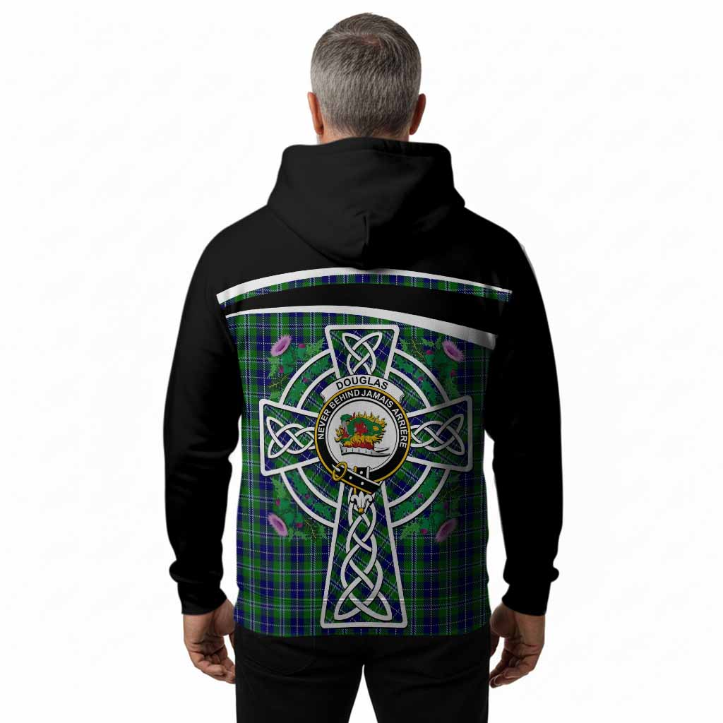 Douglas Tartan Crest Hoodie Scottish Thistle Celtic Cross Alba Gu Brath