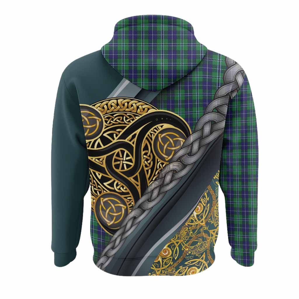 Douglas Tartan Crest Hoodie Scottish Triskele Celtic