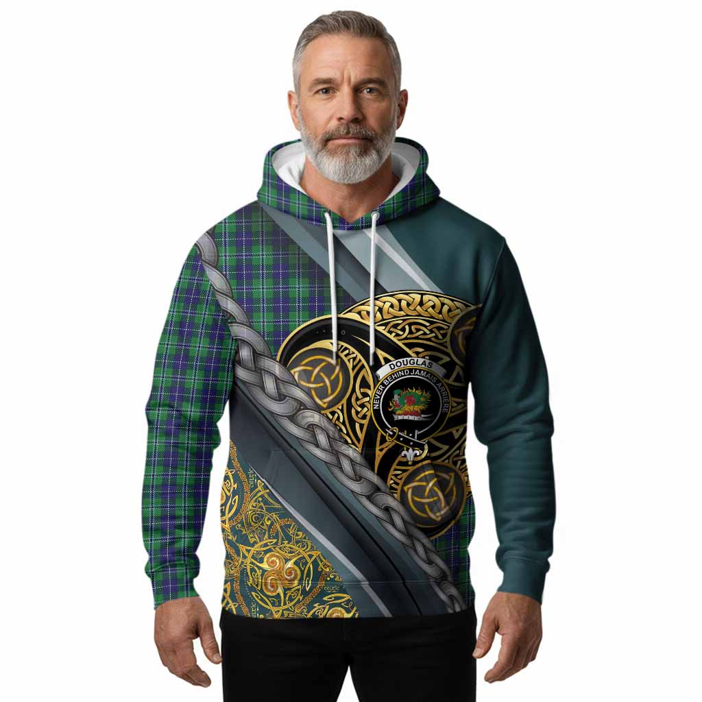 Douglas Tartan Crest Hoodie Scottish Triskele Celtic