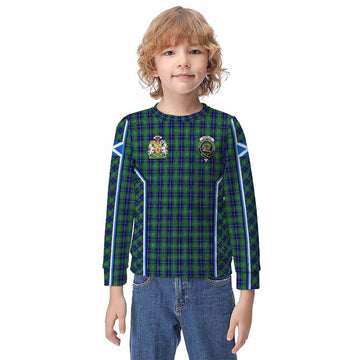 Douglas Tartan Crest Kid Knitted Sweatshirt Scotland Coat of Arm Flag Style - Tartan Vibes Clothing