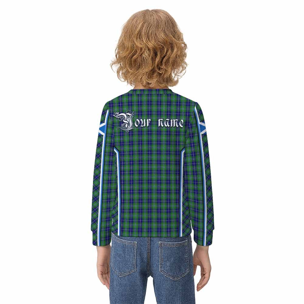 Douglas Tartan Crest Kid Knitted Sweatshirt Scotland Coat of Arm Flag Style - Tartan Vibes Clothing