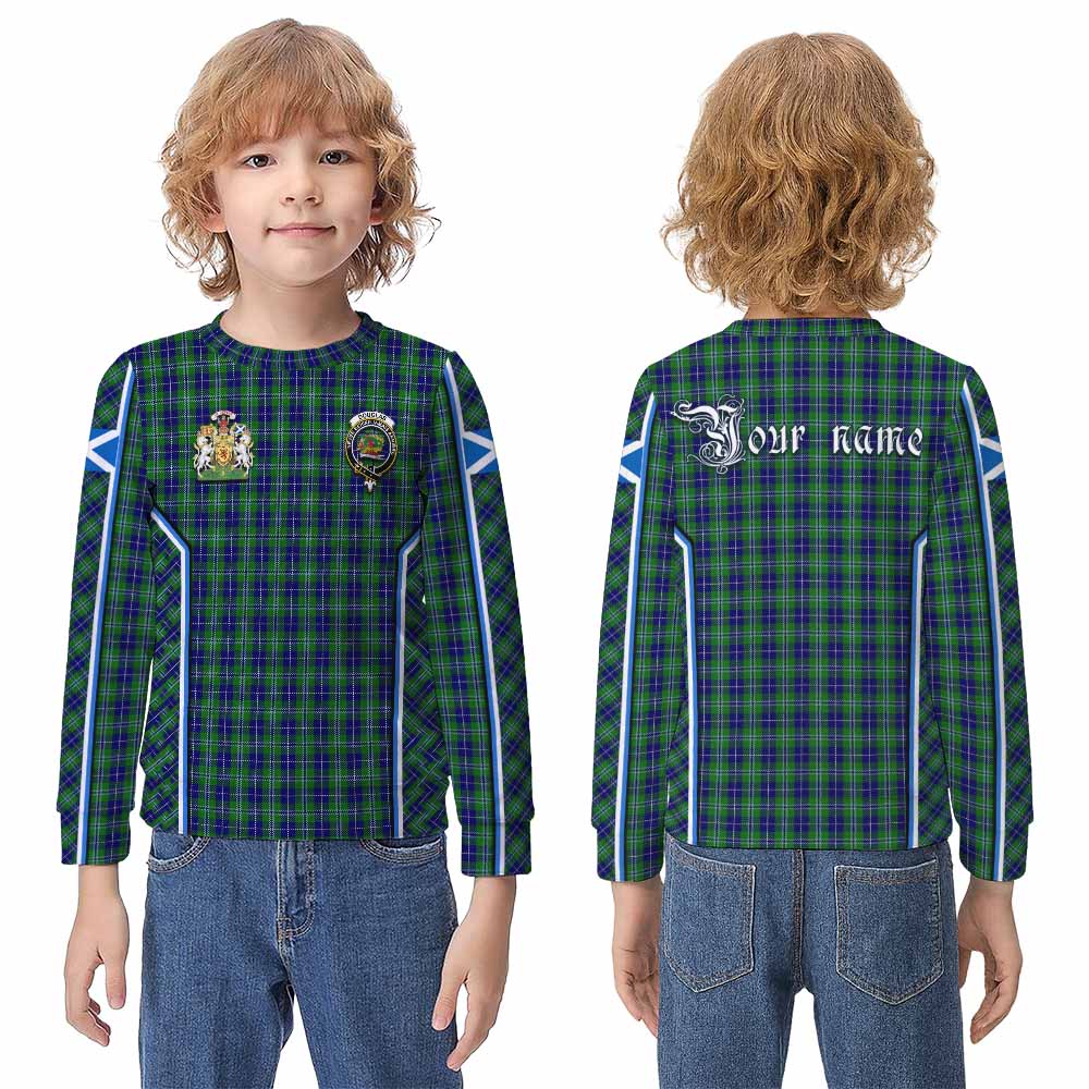 Douglas Tartan Crest Kid Knitted Sweatshirt Scotland Coat of Arm Flag Style - Tartan Vibes Clothing