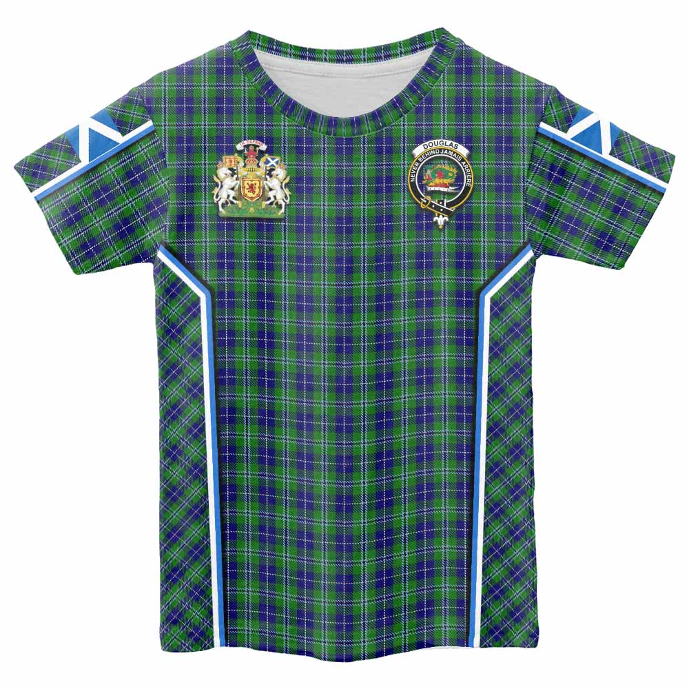 Douglas Tartan Crest Kid T-shirt Scotland Coat of Arm Flag Style - Tartan Vibes Clothing