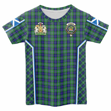 Douglas Tartan Crest Kid T-shirt Scotland Coat of Arm Flag Style - Tartan Vibes Clothing