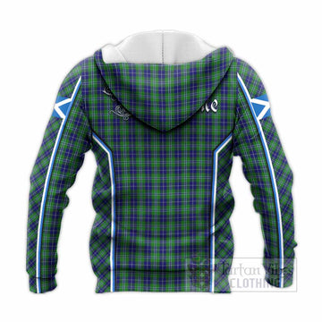 Douglas Tartan Crest Knitted Hoodie Scotland Coat of Arm Flag Style
