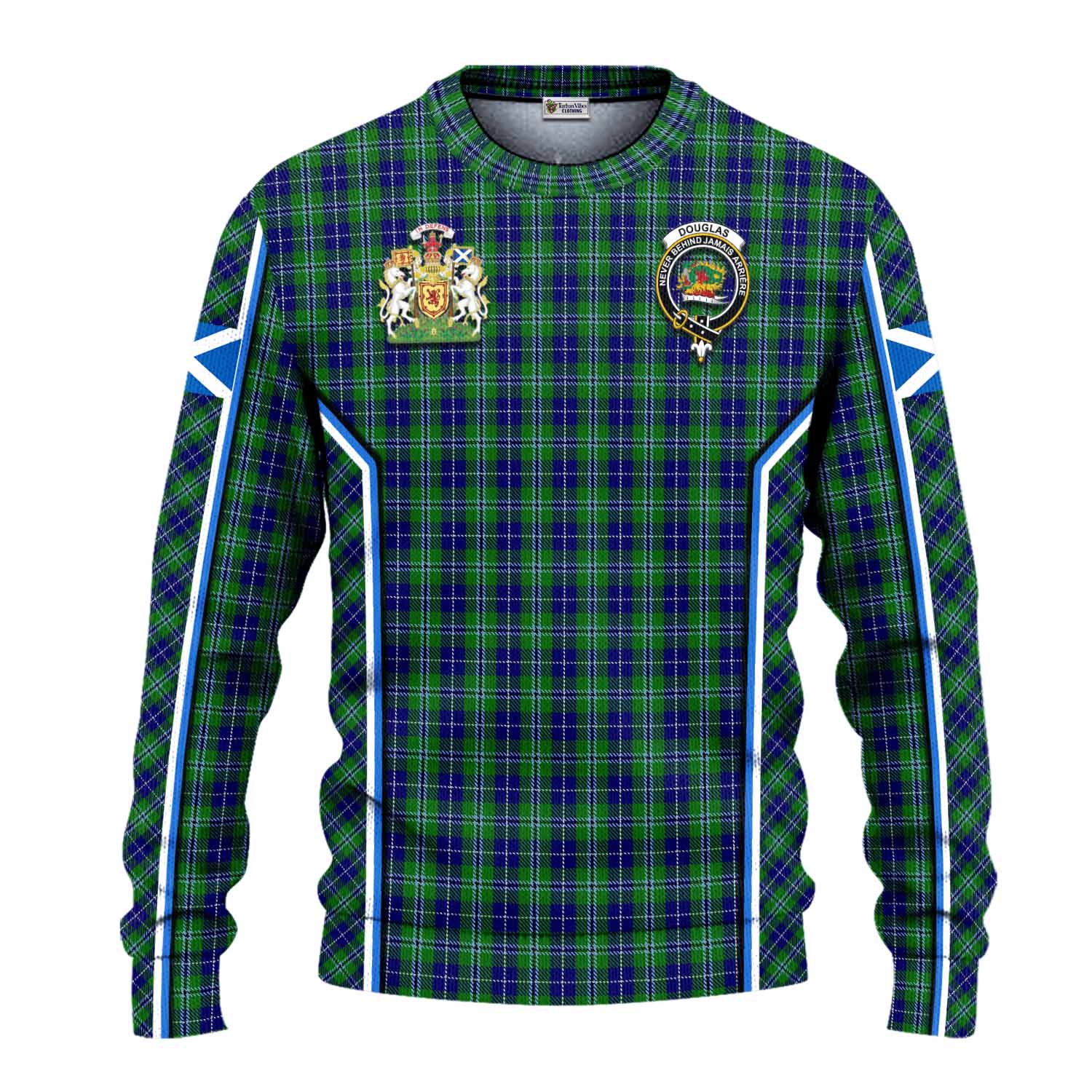 Douglas Tartan Crest Knitted Sweater Scotland Coat of Arm Flag Style - Tartan Vibes Clothing