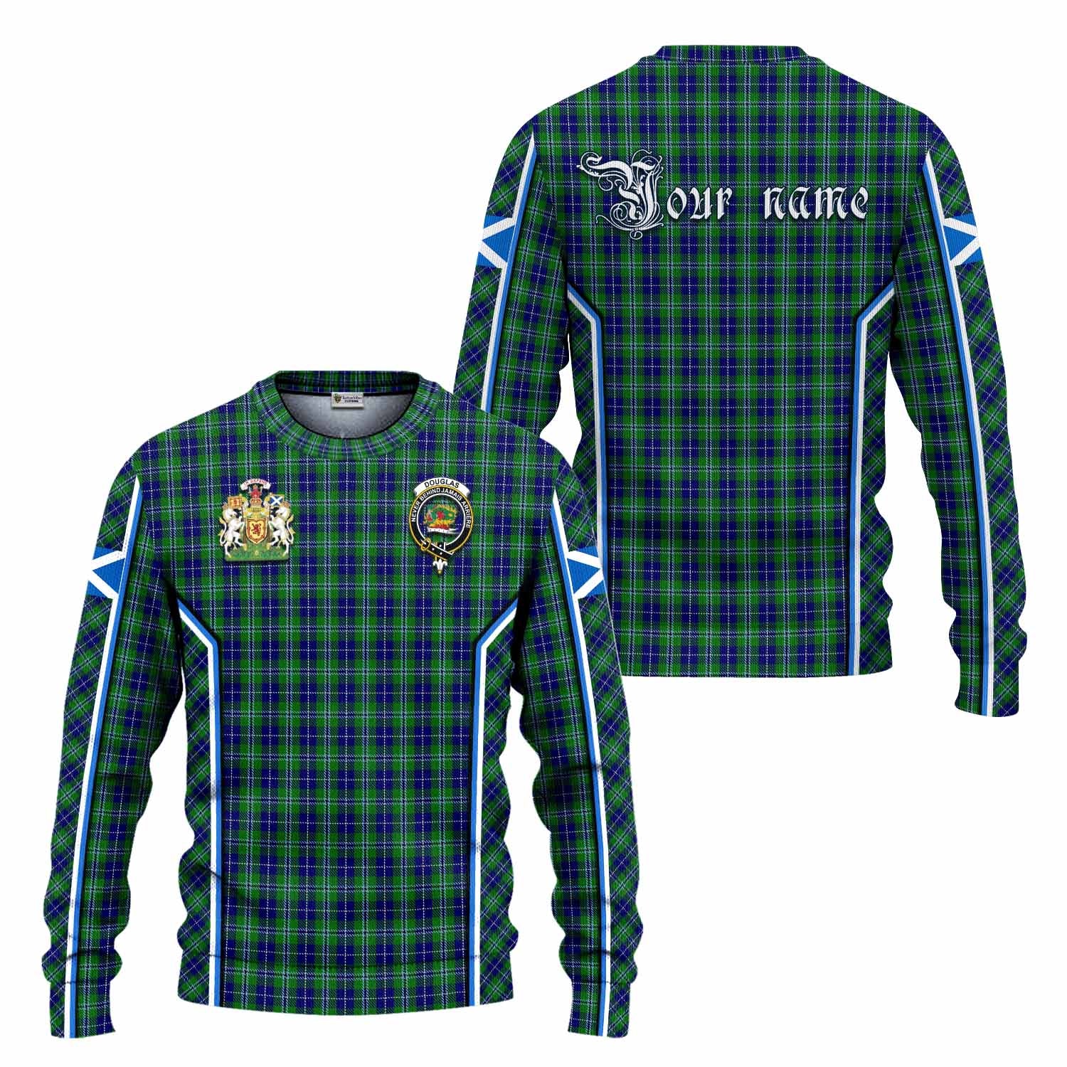 Douglas Tartan Crest Knitted Sweater Scotland Coat of Arm Flag Style - Tartan Vibes Clothing
