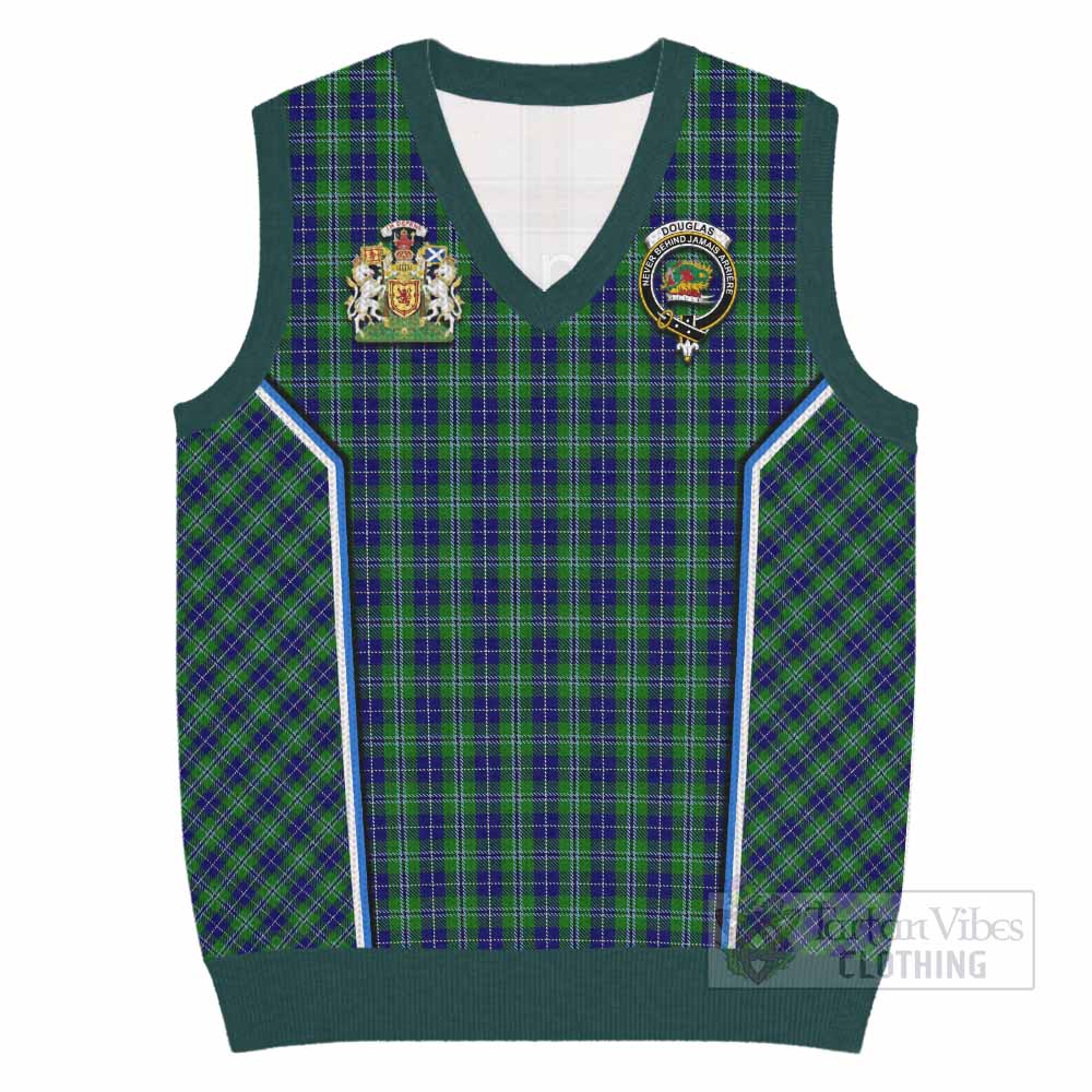 Douglas Tartan Crest Knitted V-Neck Vest Scotland Coat of Arm Flag Style - Tartan Vibes Clothing