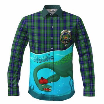 Douglas Tartan Crest Long Sleeve Button Shirts Nessie Under Water