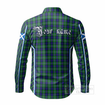 Douglas Tartan Crest Long Sleeve Button Shirts Scotland Coat of Arm Flag Style