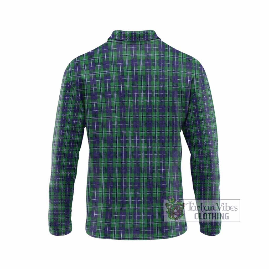 Douglas Tartan Crest Long Sleeve Polo Shirt Ferocious Lion Style