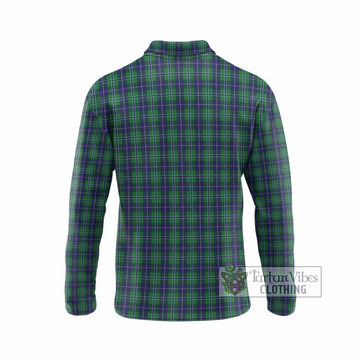 Douglas Tartan Crest Long Sleeve Polo Shirt Ferocious Lion Style