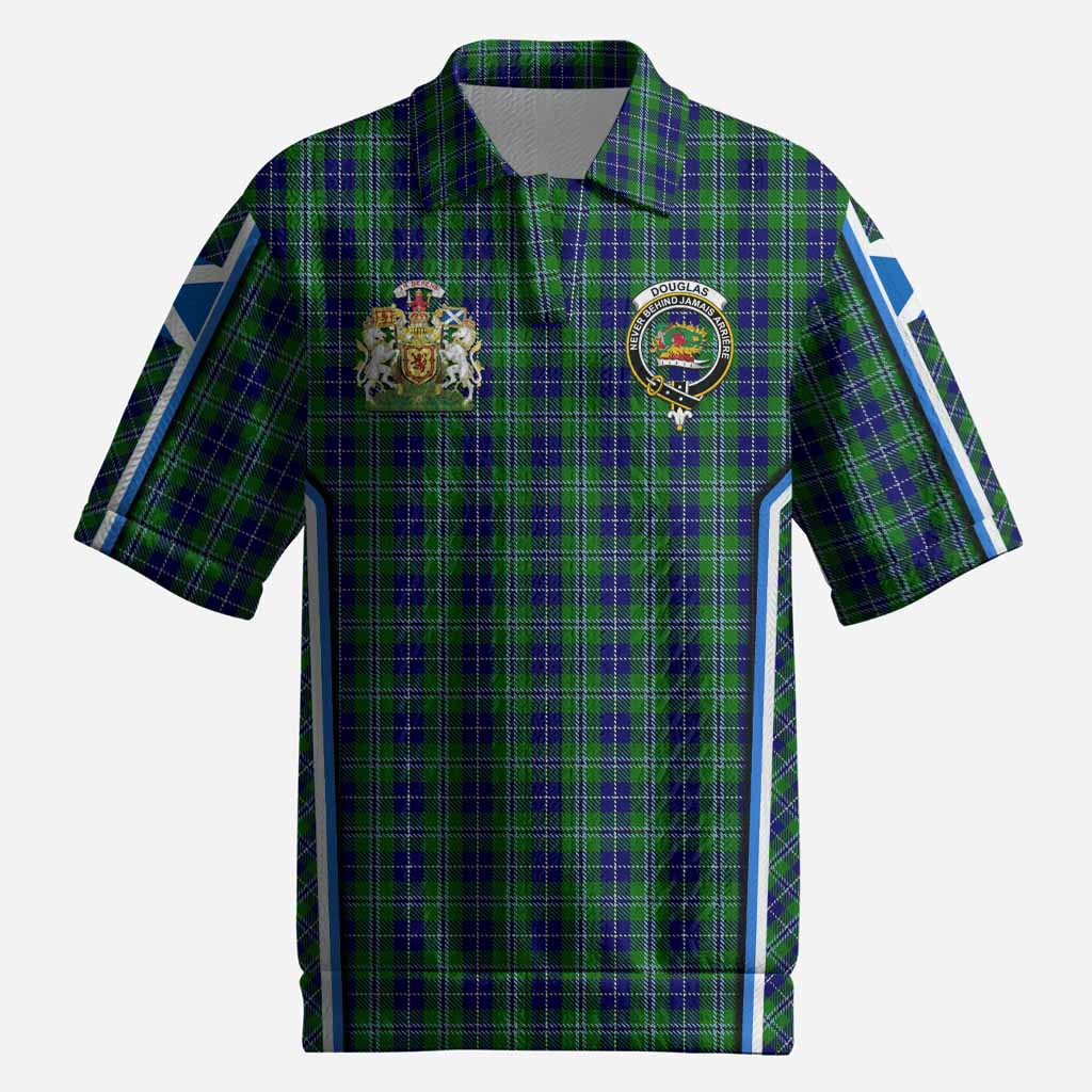 Douglas Tartan Crest Men’s Polo Sweater Top Scotland Coat of Arm Flag Style