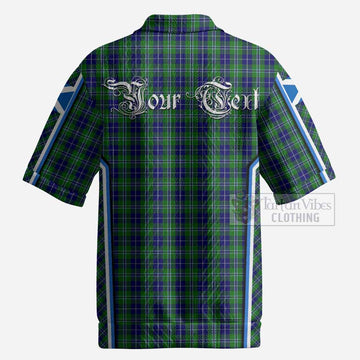 Douglas Tartan Crest Men’s Polo Sweater Top Scotland Coat of Arm Flag Style