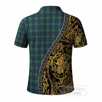 Douglas Tartan Crest Polo Shirt Celtic Knot and Triple Trickle Spiral Symbols