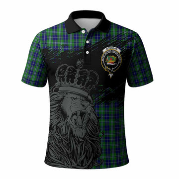 Douglas Tartan Crest Polo Shirt Crowned Lion Heritage Style