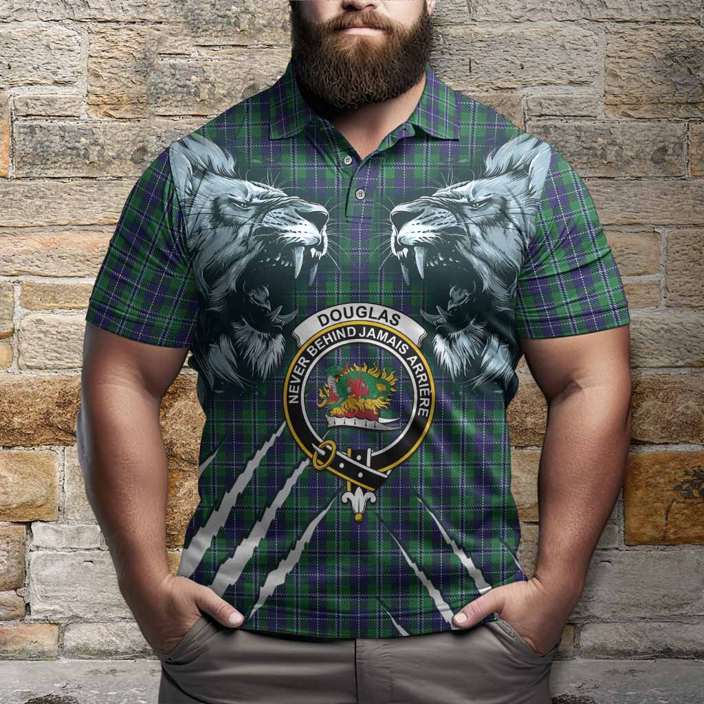 Douglas Tartan Crest Polo Shirt Ferocious Lion Style
