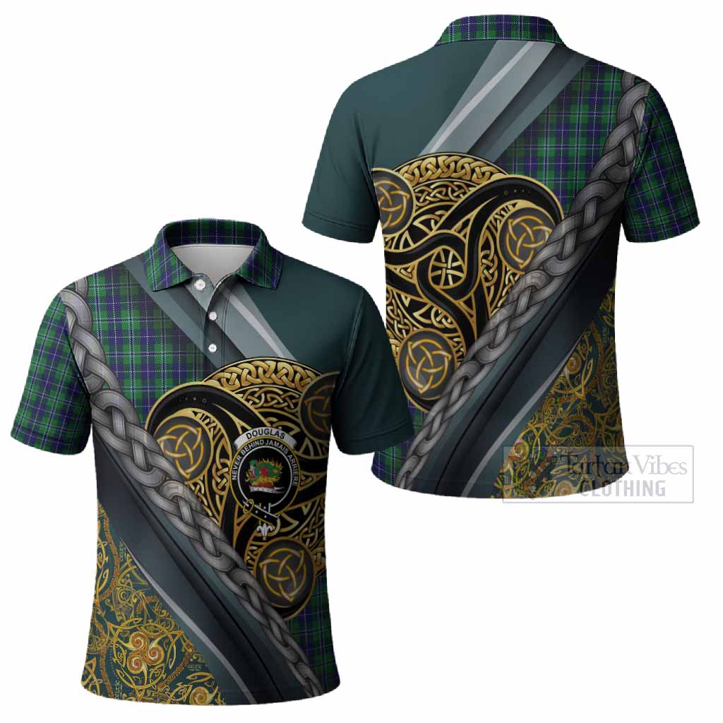 Douglas Tartan Crest Polo Shirt Scottish Triskele Celtic
