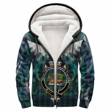 Douglas Tartan Crest Sherpa Hoodie New Zealand Maori Korowai Cloak
