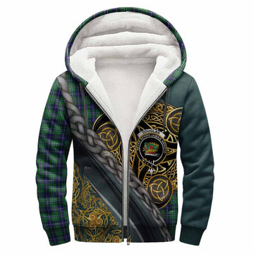 Douglas Tartan Crest Sherpa Hoodie Scottish Triskele Celtic