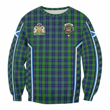Douglas Tartan Crest Sweatshirt Scotland Coat of Arm Flag Style