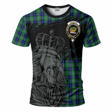 Douglas Tartan Crest T-Shirt Crowned Lion Heritage Style