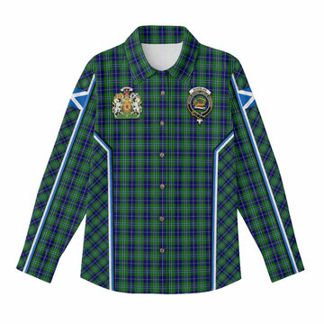 Douglas Tartan Crest Women Casual Shirt Scotland Coat of Arm Flag Style - Tartan Vibes Clothing