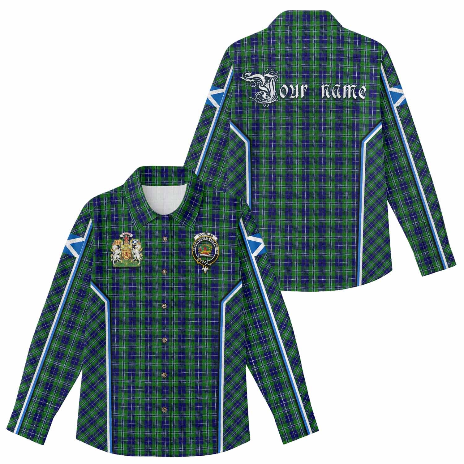 Douglas Tartan Crest Women Casual Shirt Scotland Coat of Arm Flag Style - Tartan Vibes Clothing
