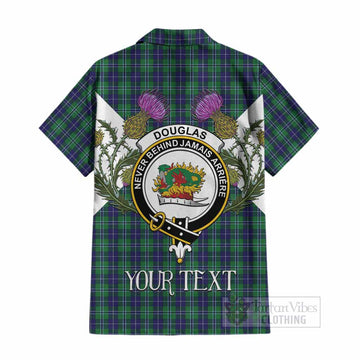 Douglas Tartan Family Crest Cotton Hawaiian Shirt Scottish Burns Night Thistle Floral