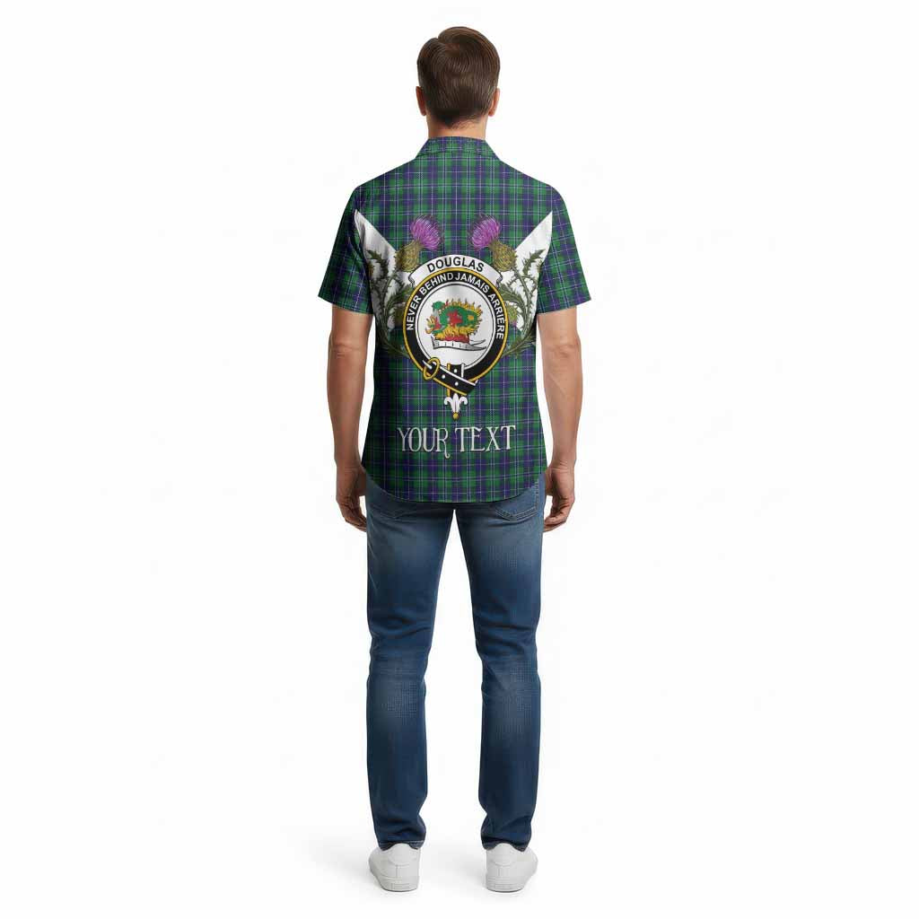 Douglas Tartan Family Crest Cotton Hawaiian Shirt Scottish Burns Night Thistle Floral